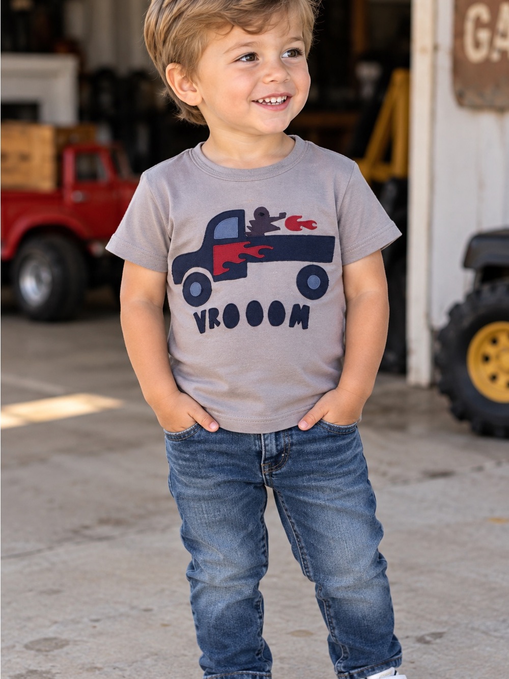 Dirty Laundry Boys 2T Monster Truck Vroom Graphic T-Shirt Gray